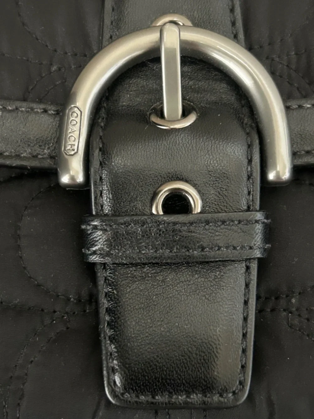 Coach Soho Quilted Black Nylon Buckle Wristlet. NWT. Vintage Y2K